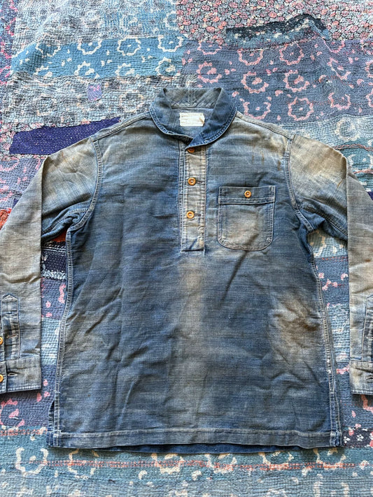 vintage washed denim pullover shirt