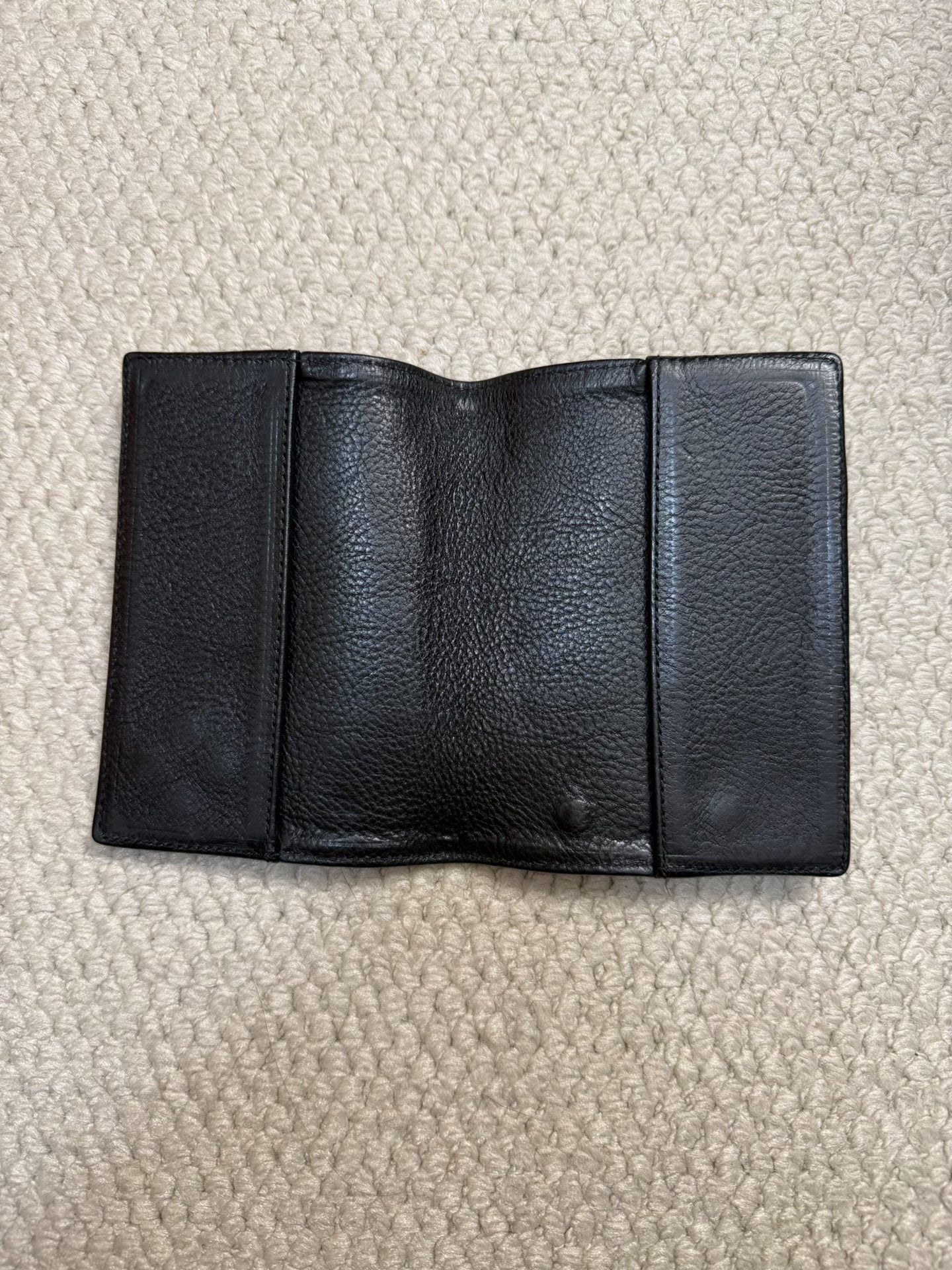 Chrome Hearts Flame Cross Silver Black Leather Passport Holder