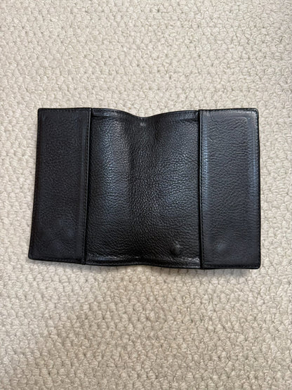 Chrome Hearts Flame Cross Silver Black Leather Passport Holder