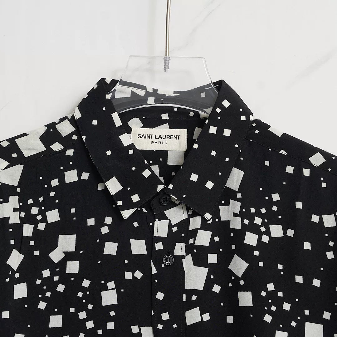Saint Laurent Men's Square-Patterned Shirt