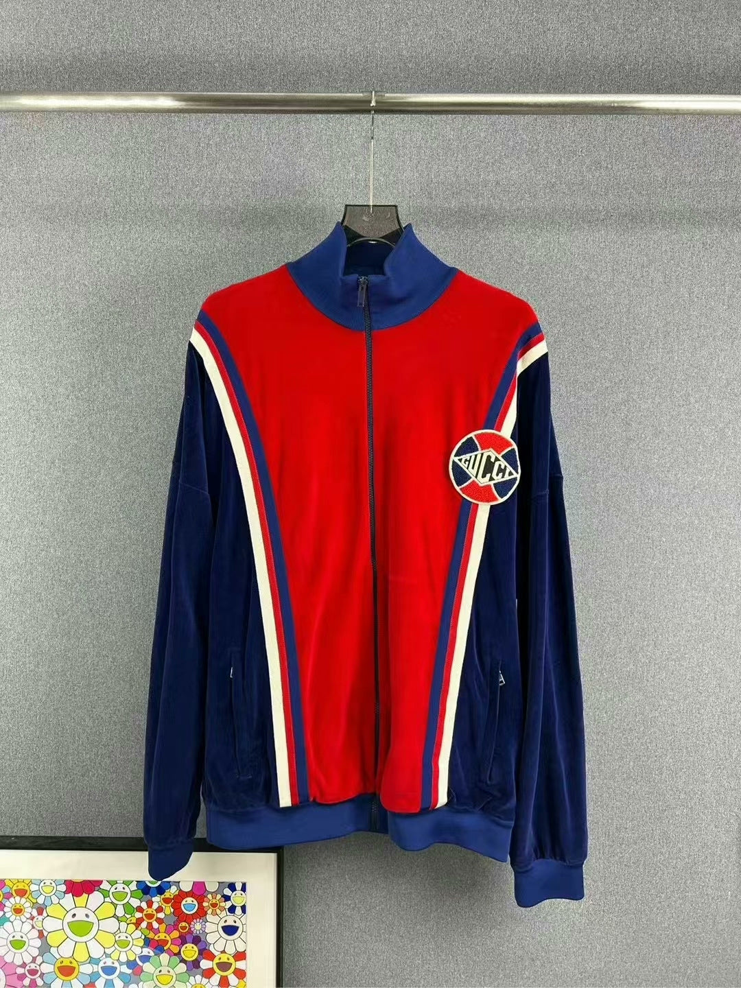 gucci red blue embroidered jacket XL size