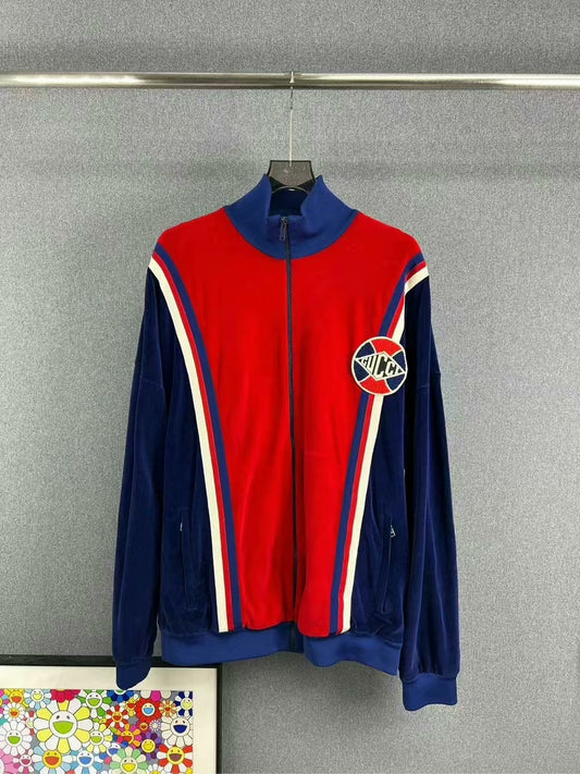 gucci red blue embroidered jacket XL size