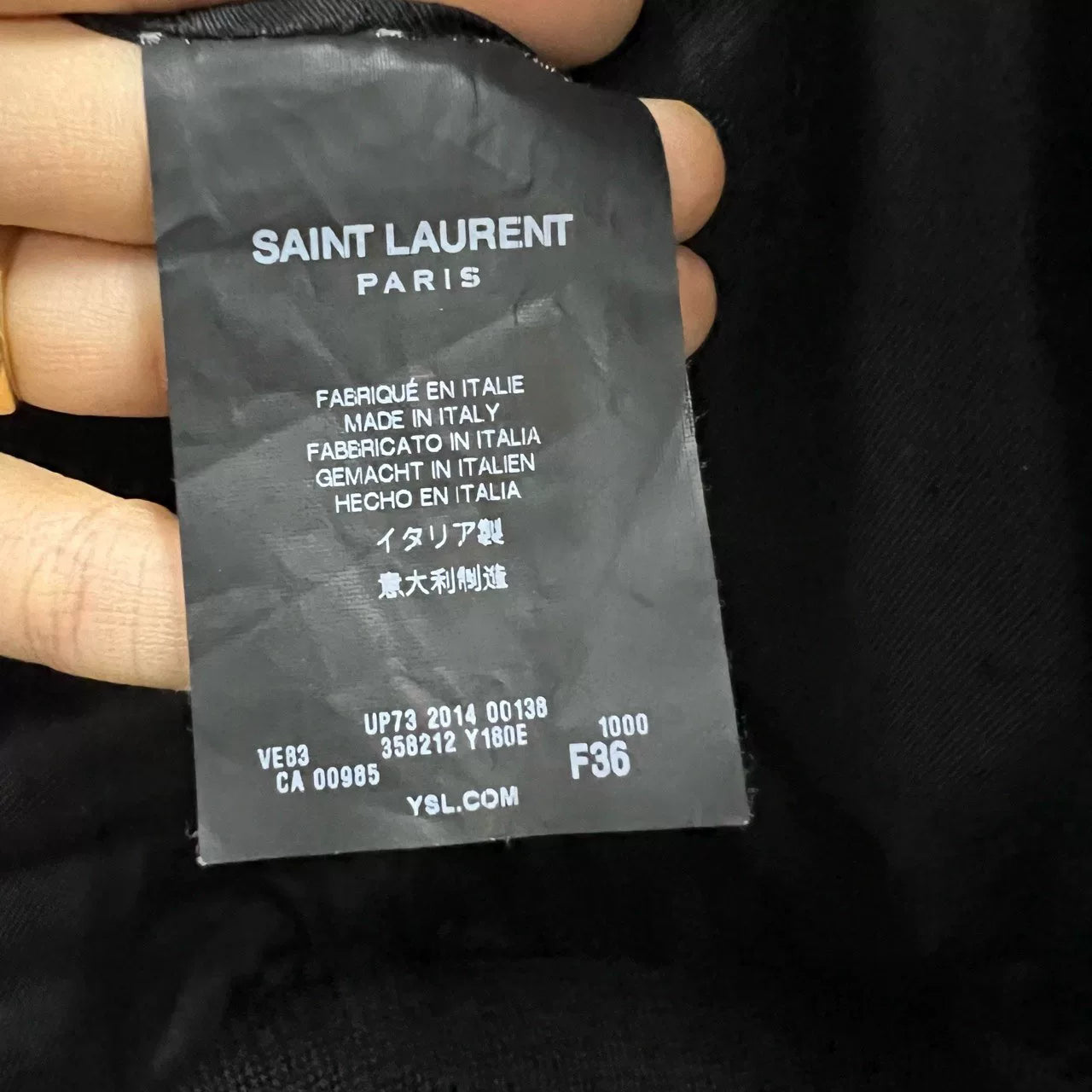 Saint Laurent Black Leather Patch Baseball Jacket