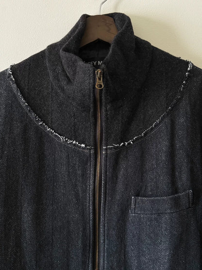 unique issey miyake black jacket with fringe