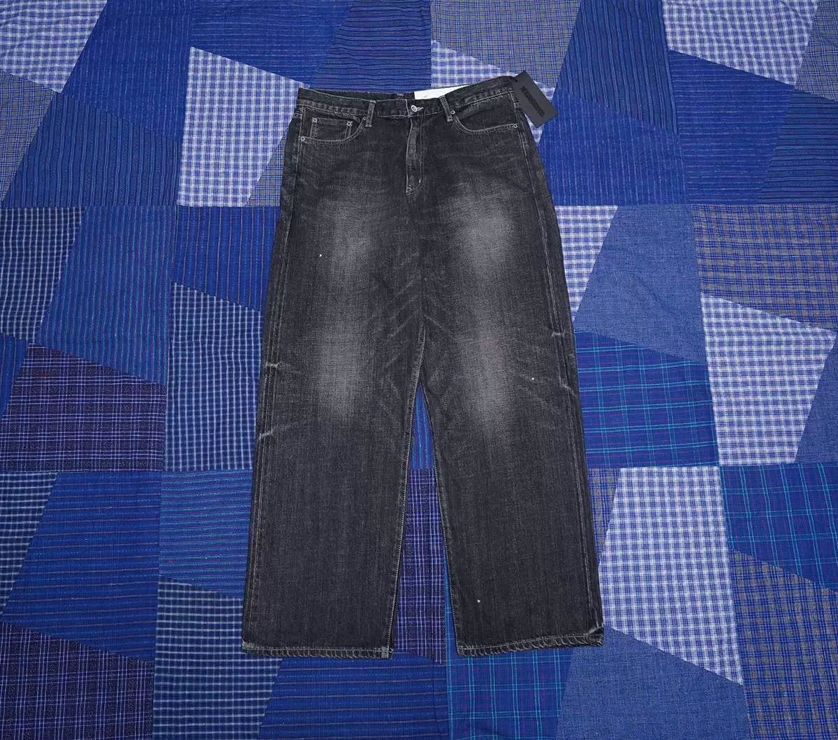 neighborhood washed denim wide pants