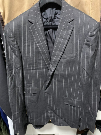 ralph lauren custom tailored gray striped blazer