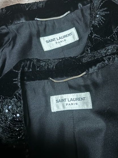 black velvet floral blazer by Saint Laurent