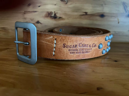 sugar cane genuine leather studded belt