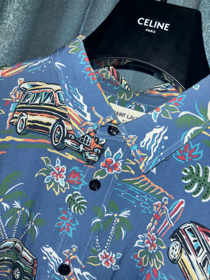 Saint Laurent Hawaiian Print Button-Up Shirt