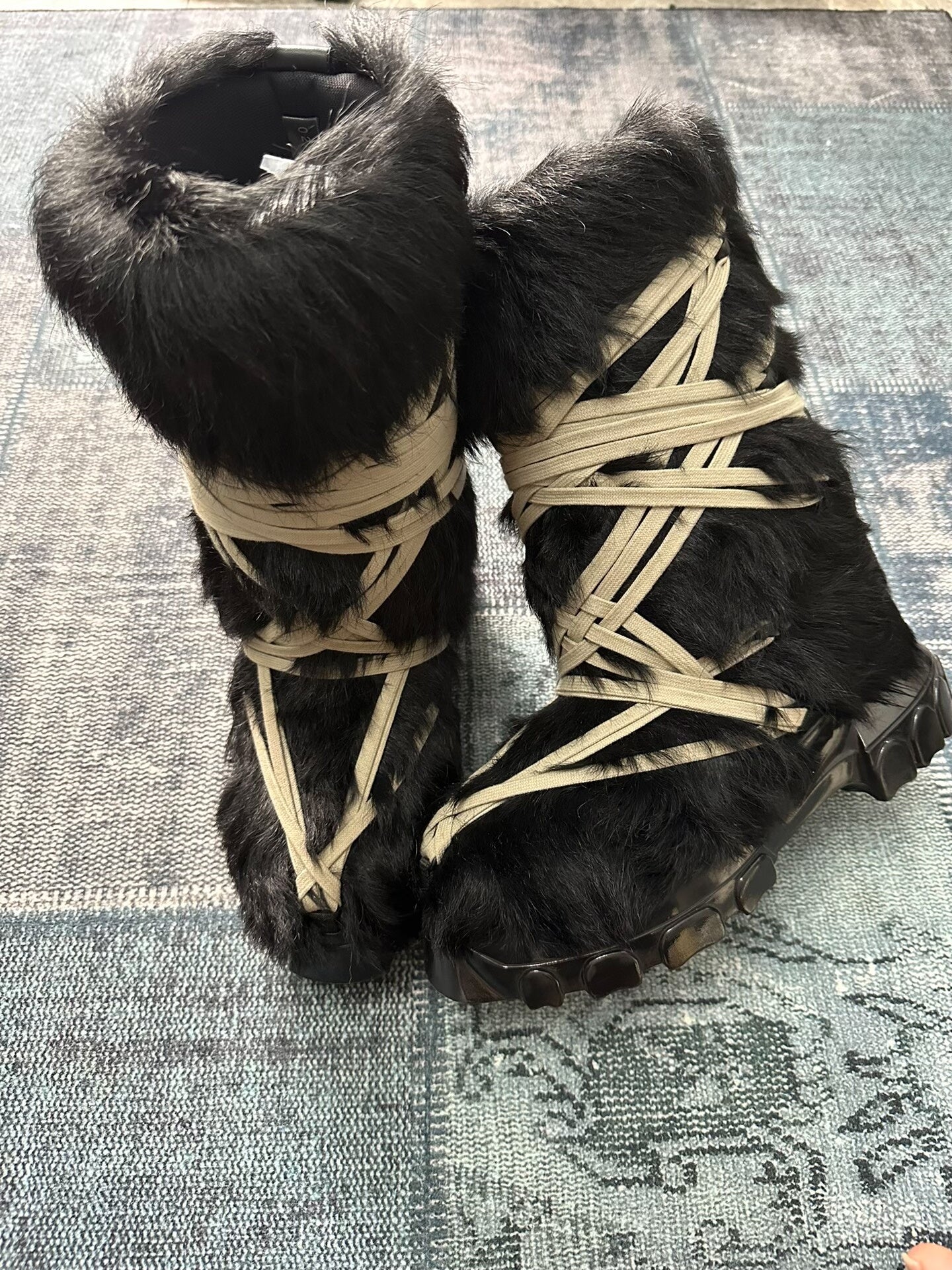 Rick Owens Black Fur Snow Boots