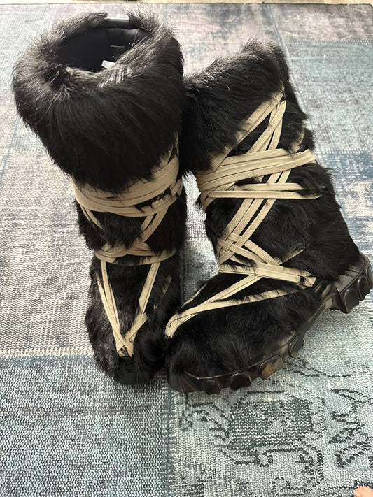 Rick Owens Black Fur Snow Boots