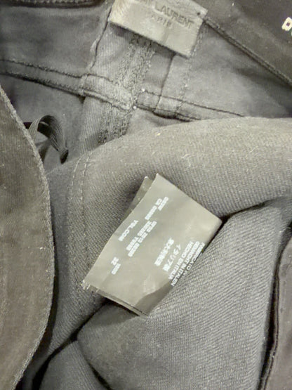 Saint Laurent Black Leather Biker Jeans