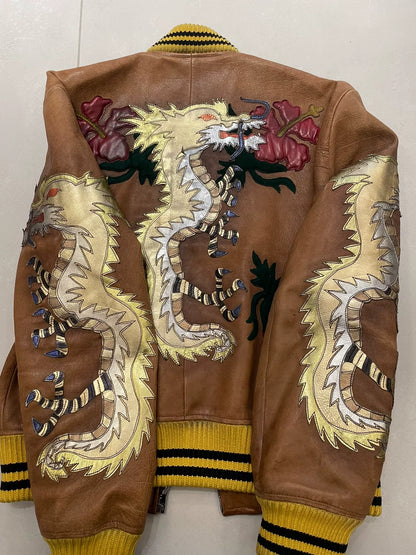 Gucci Embroidered Leather Jacket for Men