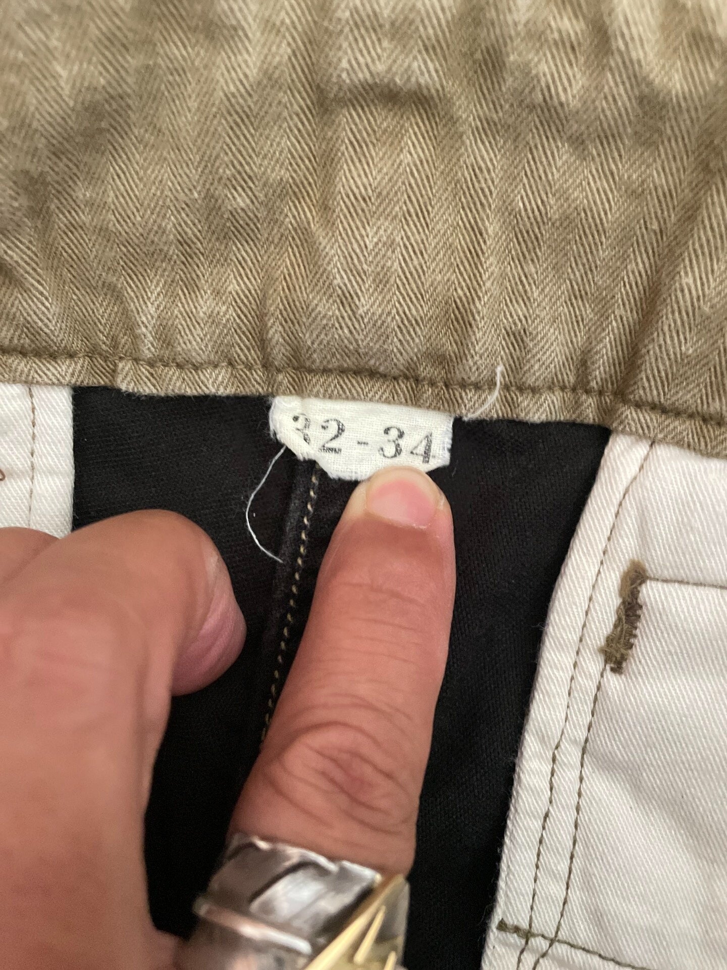 FREEWHEELERS Herringbone Olive Military Pants