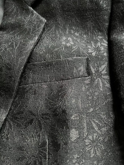 Saint Laurent Black Floral Jacquard Blazer