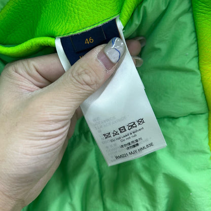 louis vuitton fluorescent green baseball jacket