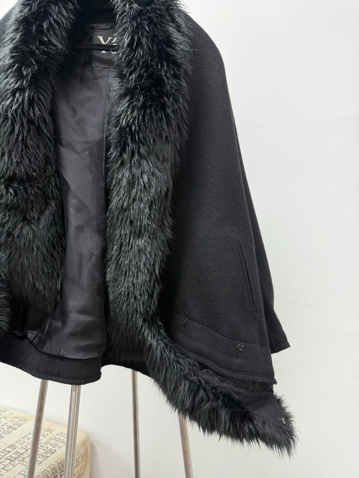 yohji yamamoto y's fur collar cape coat