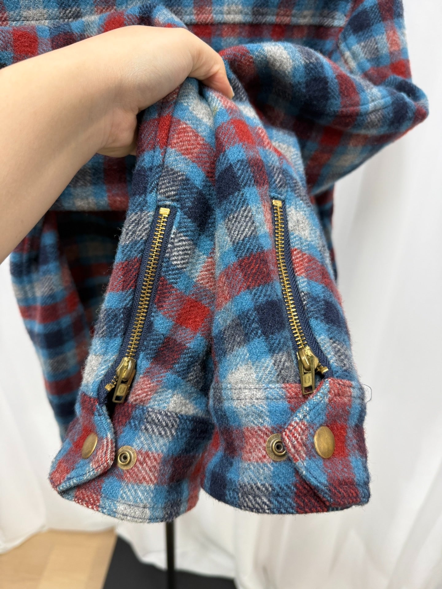 Undercover Checked Shearling Collar Jacket