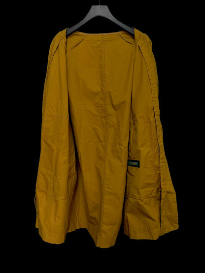 mustard yellow wax cotton hooded coat