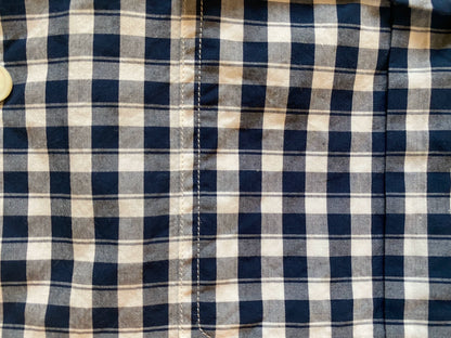 navy roll-up gingham check shirt