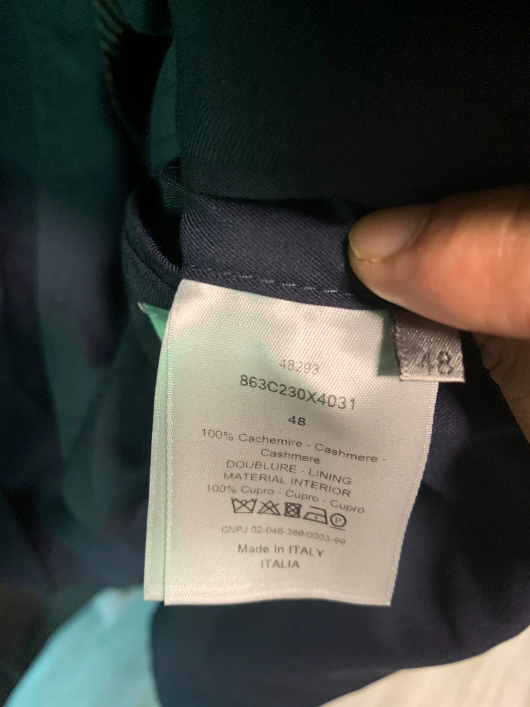 dior homme blue cashmere blazer size 48