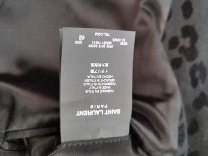 Saint Laurent Gray Leopard Print Coat