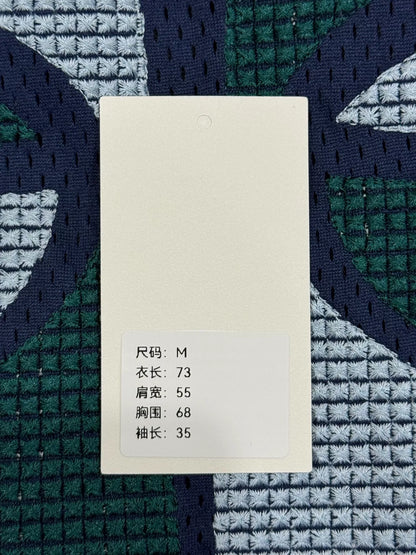 printed knit short-sleeve polo shirt