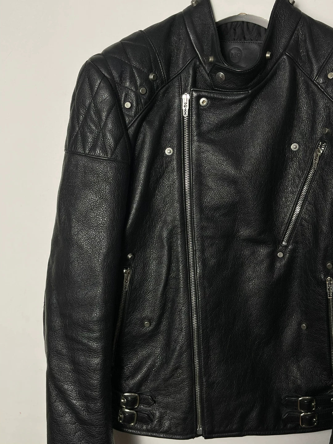 alexander mcqueen leather jacket with swallow design