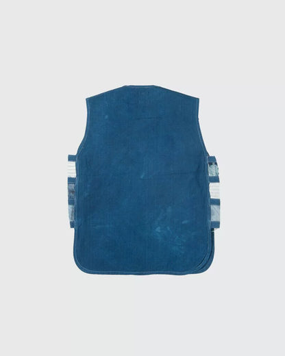 boro hand stitched blue dye vest