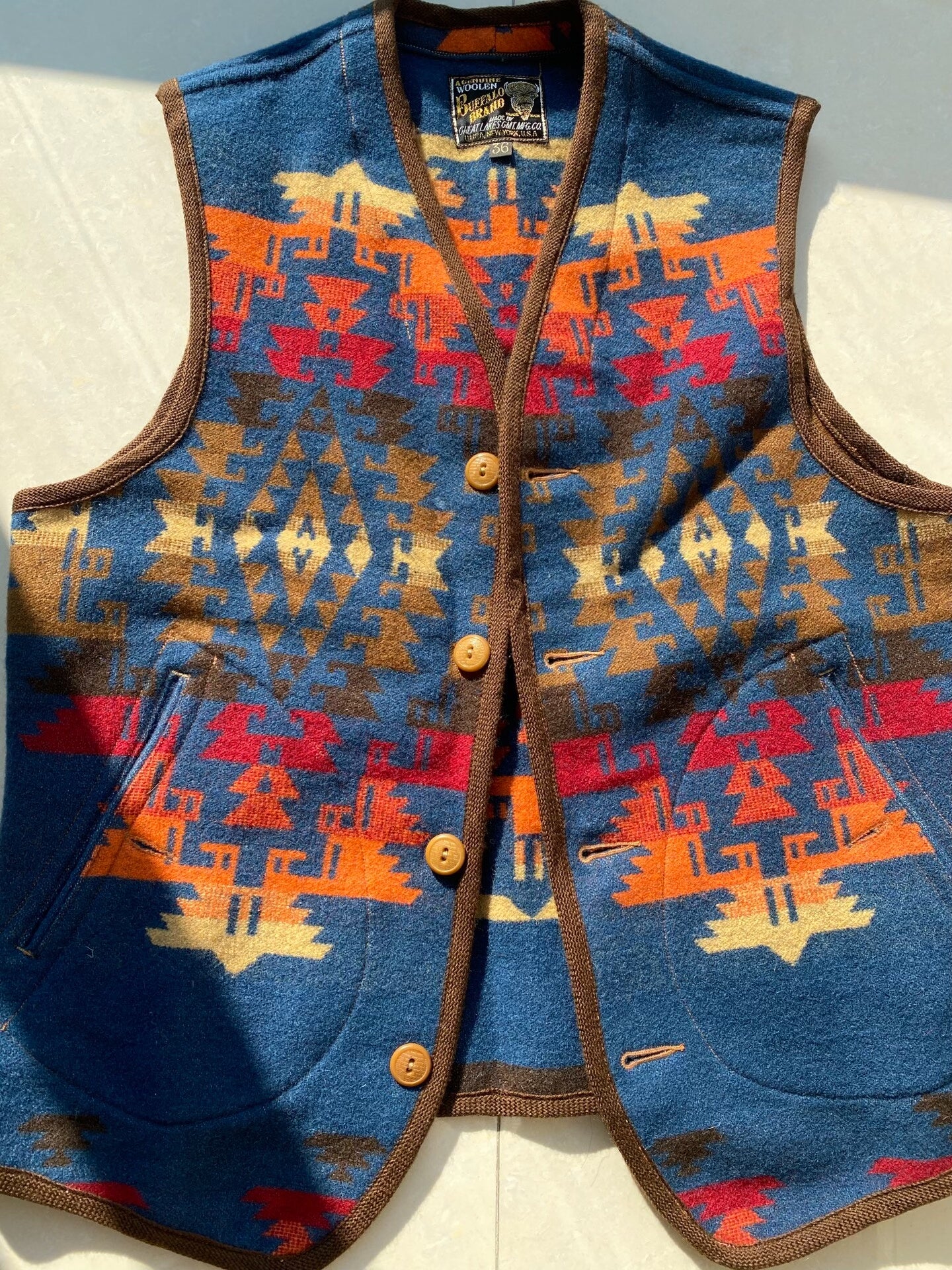 Freewheelers Navajo Pattern Wool Vest for Men