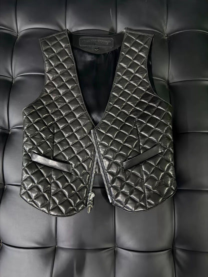 Chrome Hearts Black Leather Vest