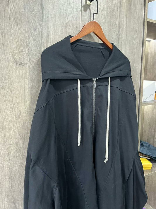 oversized black zip-up hoodie by Rick Owens