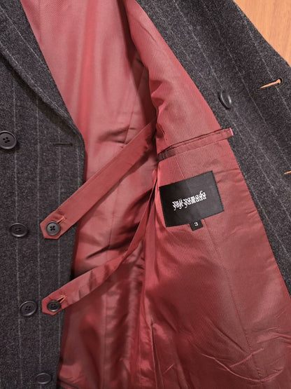 Yuji Yamada Wool Overcoat with Stripes