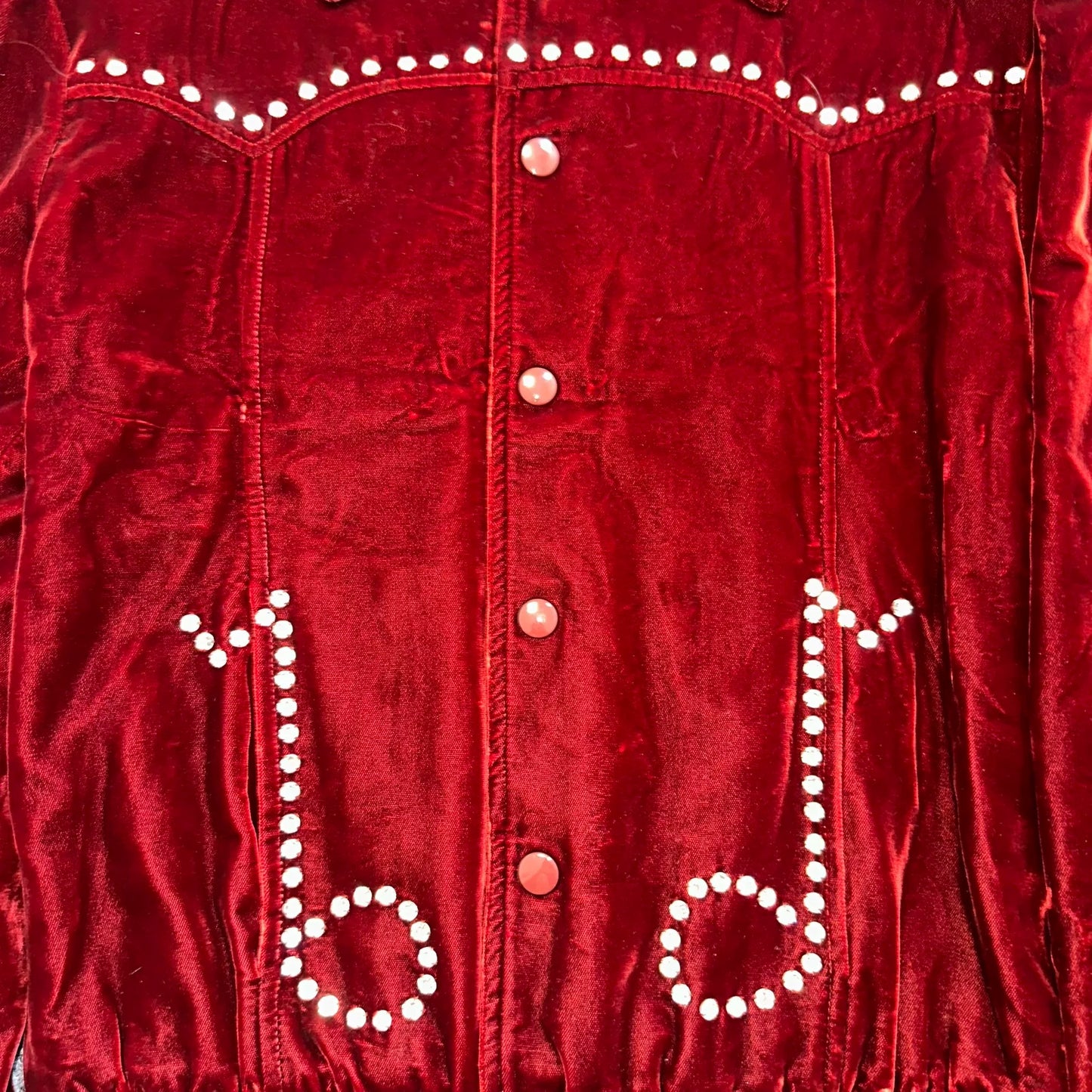 Saint Laurent Red Velvet Pearl Jacket