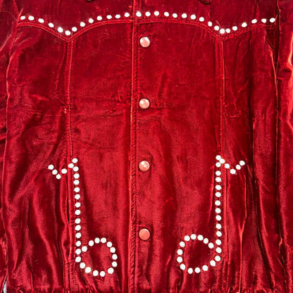 Saint Laurent Red Velvet Pearl Jacket