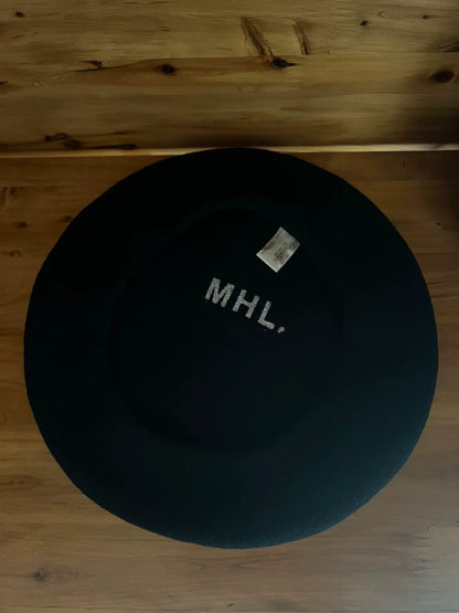 black wool beret hat