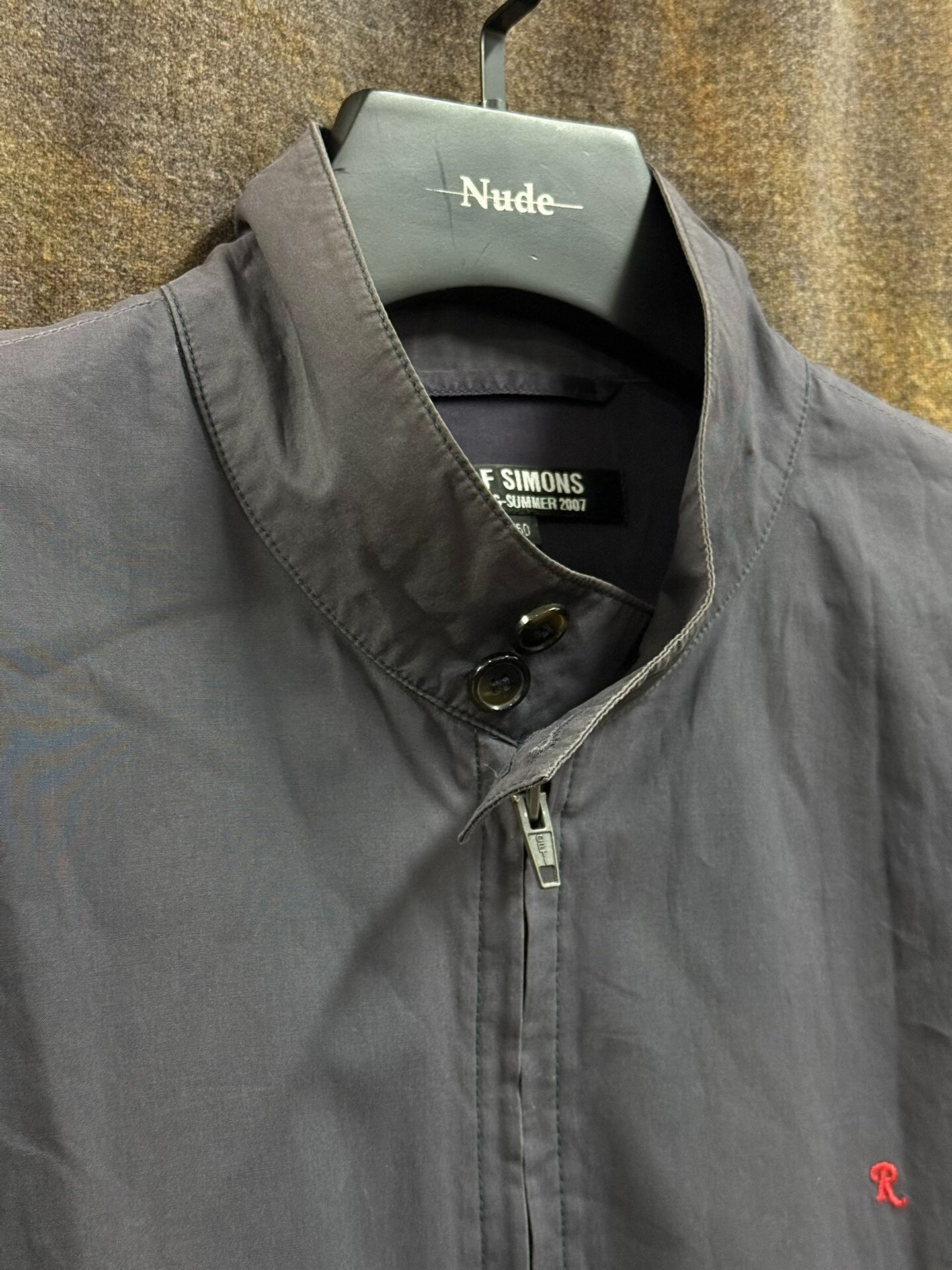 raf simons embroidered jacket with water wash