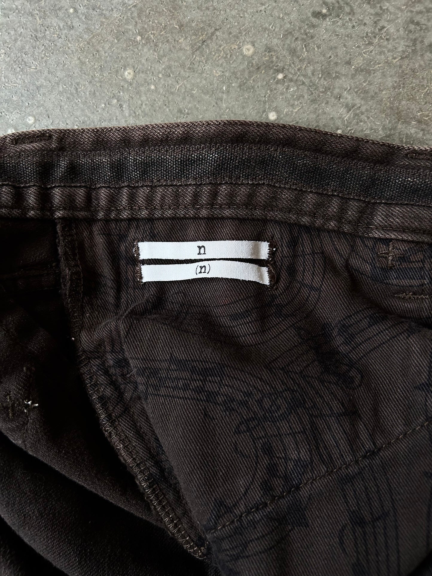 number nine washed brown jeans