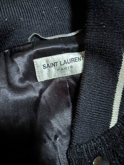 Saint Laurent Black Sparkle Baseball Jacket