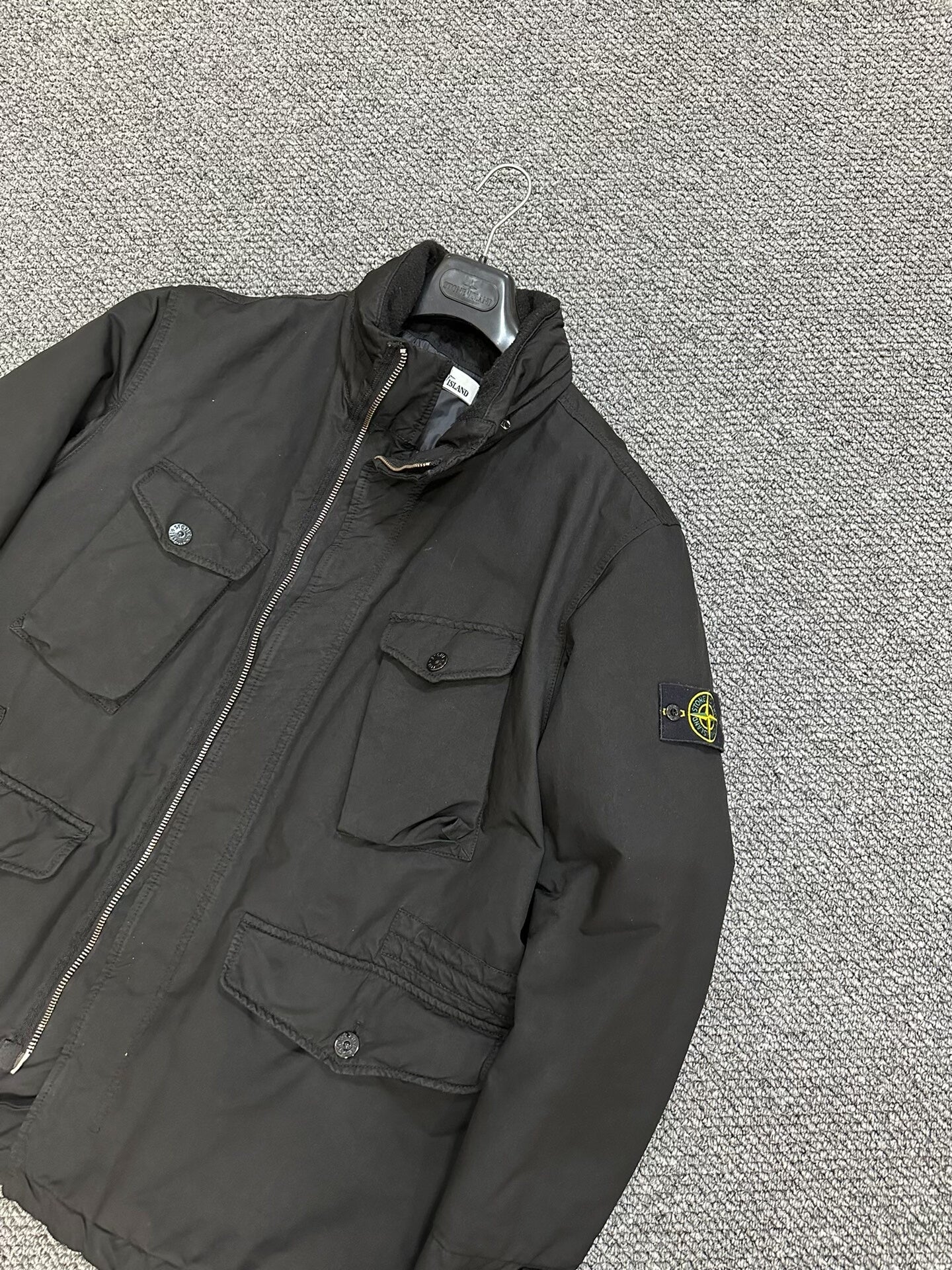 stone island black cotton jacket for men