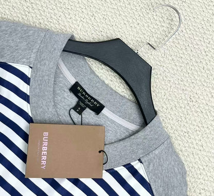 burberry gray stripe logo sweatshirt for women