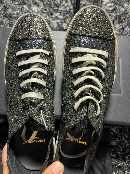 saint laurent glitter low-top sneakers