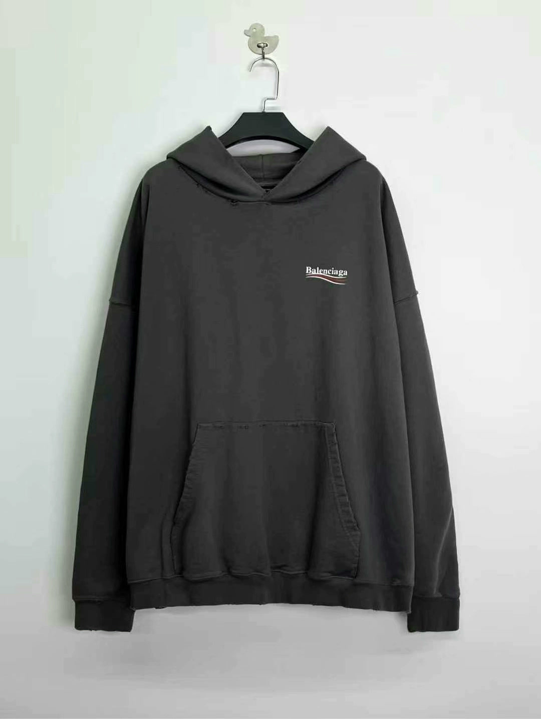 balenciaga graphic hoodie in graphite gray