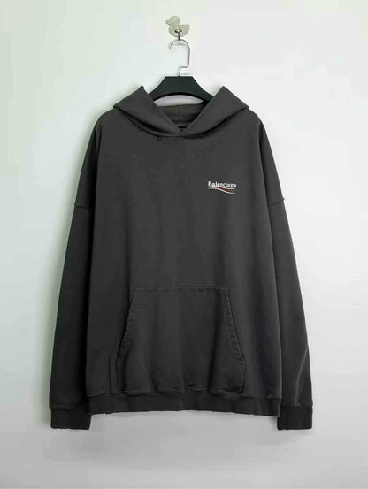 balenciaga graphic hoodie in graphite gray