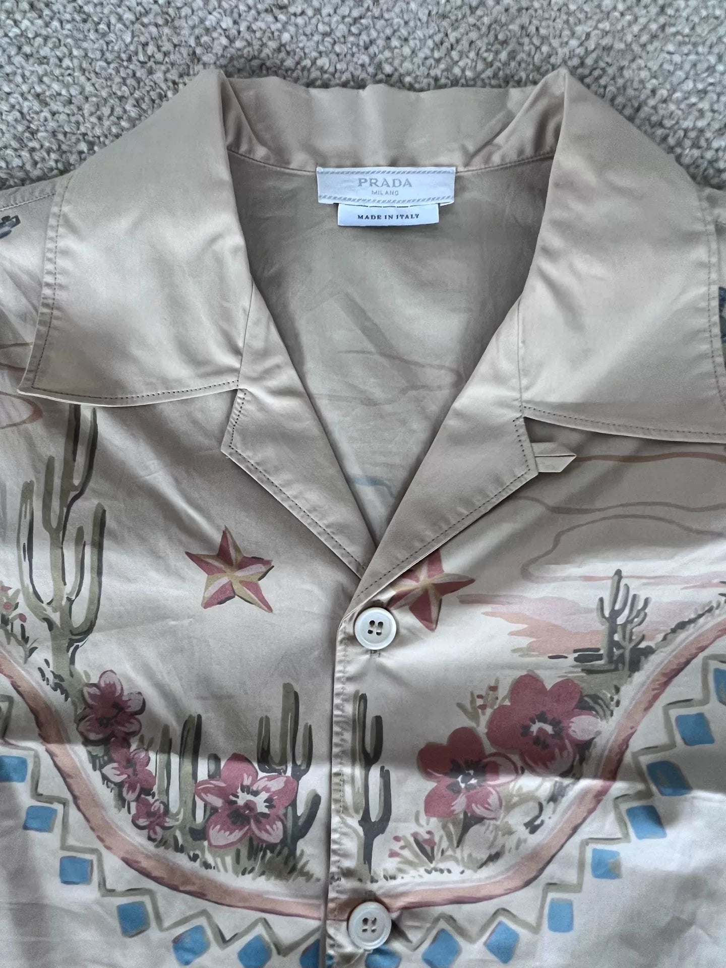 prada western style cuban collar short sleeve shirt