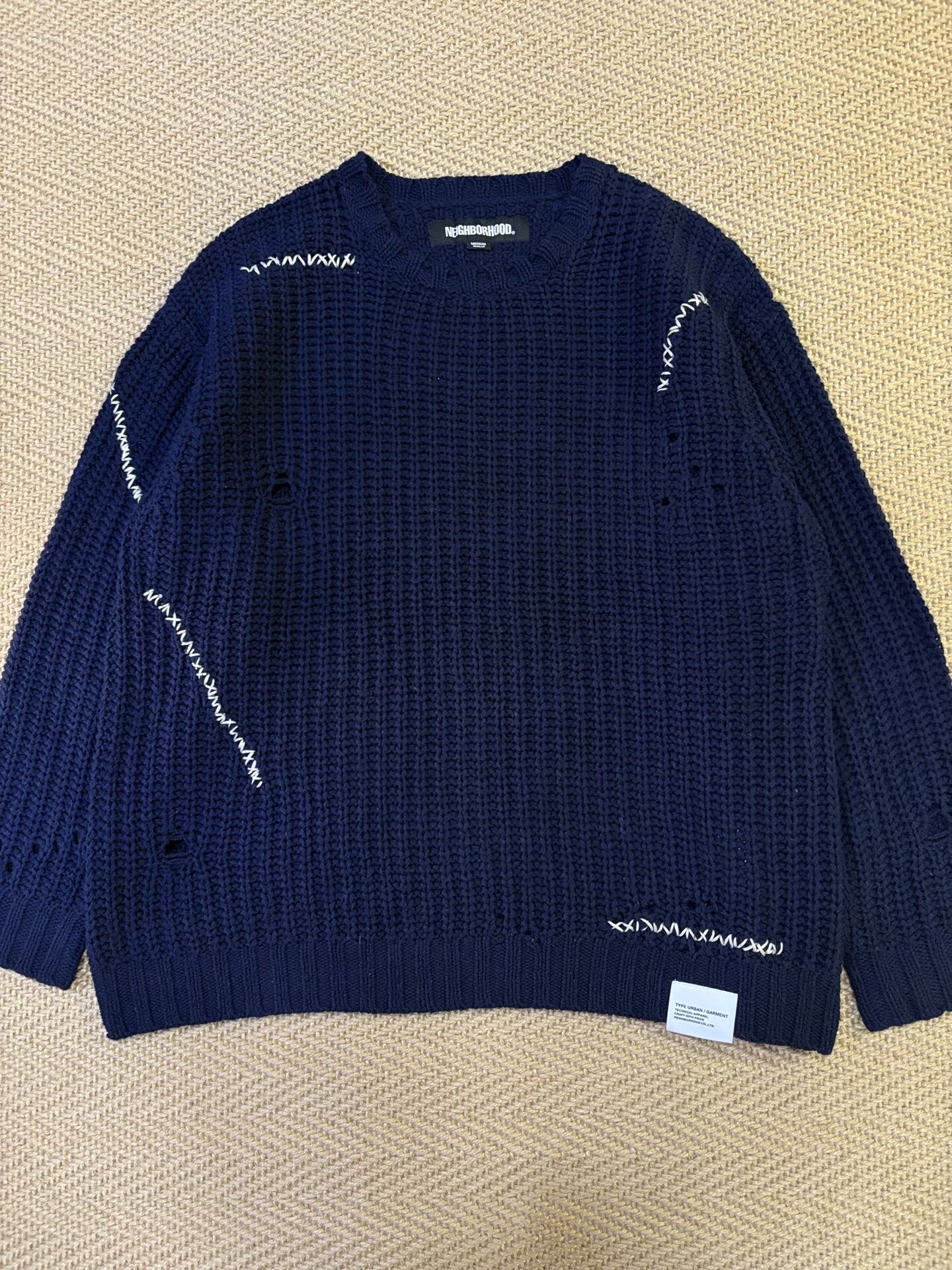 navy blue oversized crewneck sweater