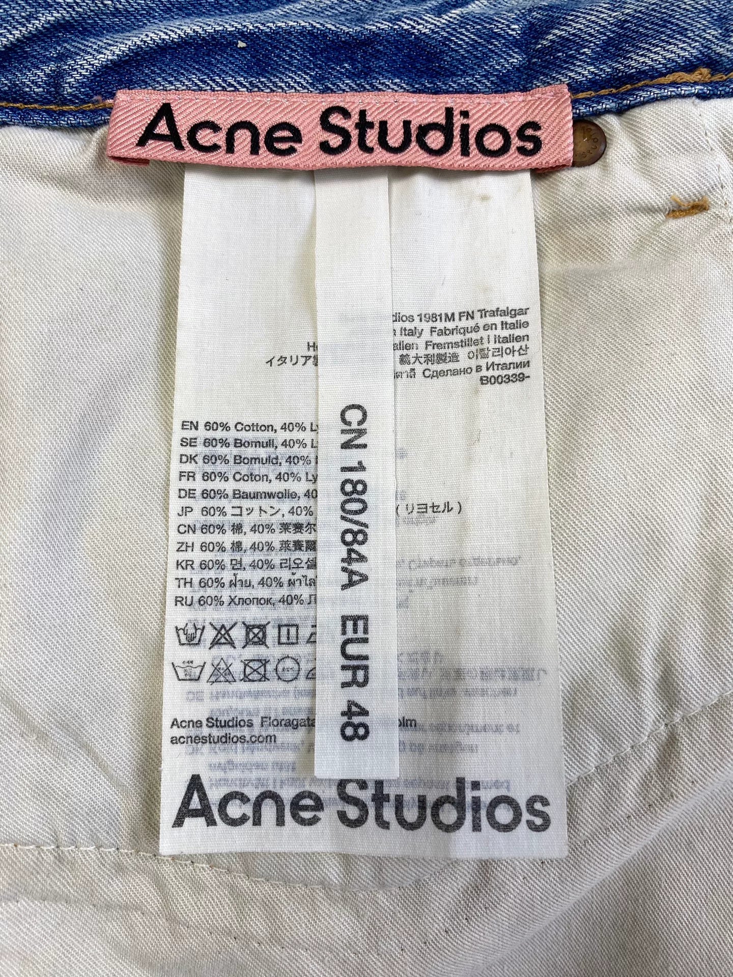 Acne Studios Blue Ink Splash Baggy Jeans