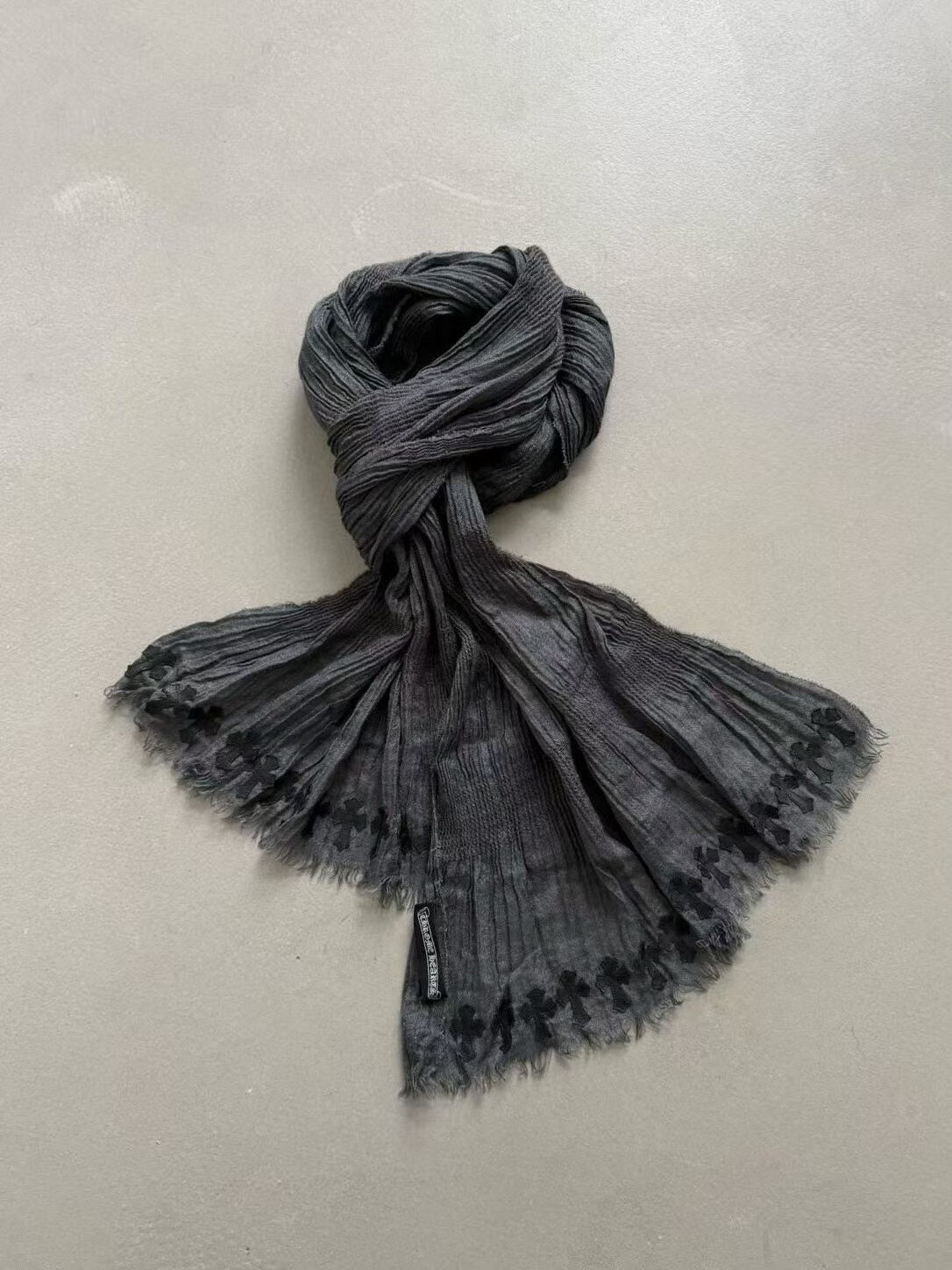 Chrome Hearts Cross Patch Grey Scarf
