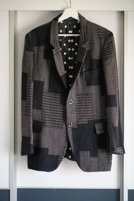 yohji yamamoto patchwork wool blazer
