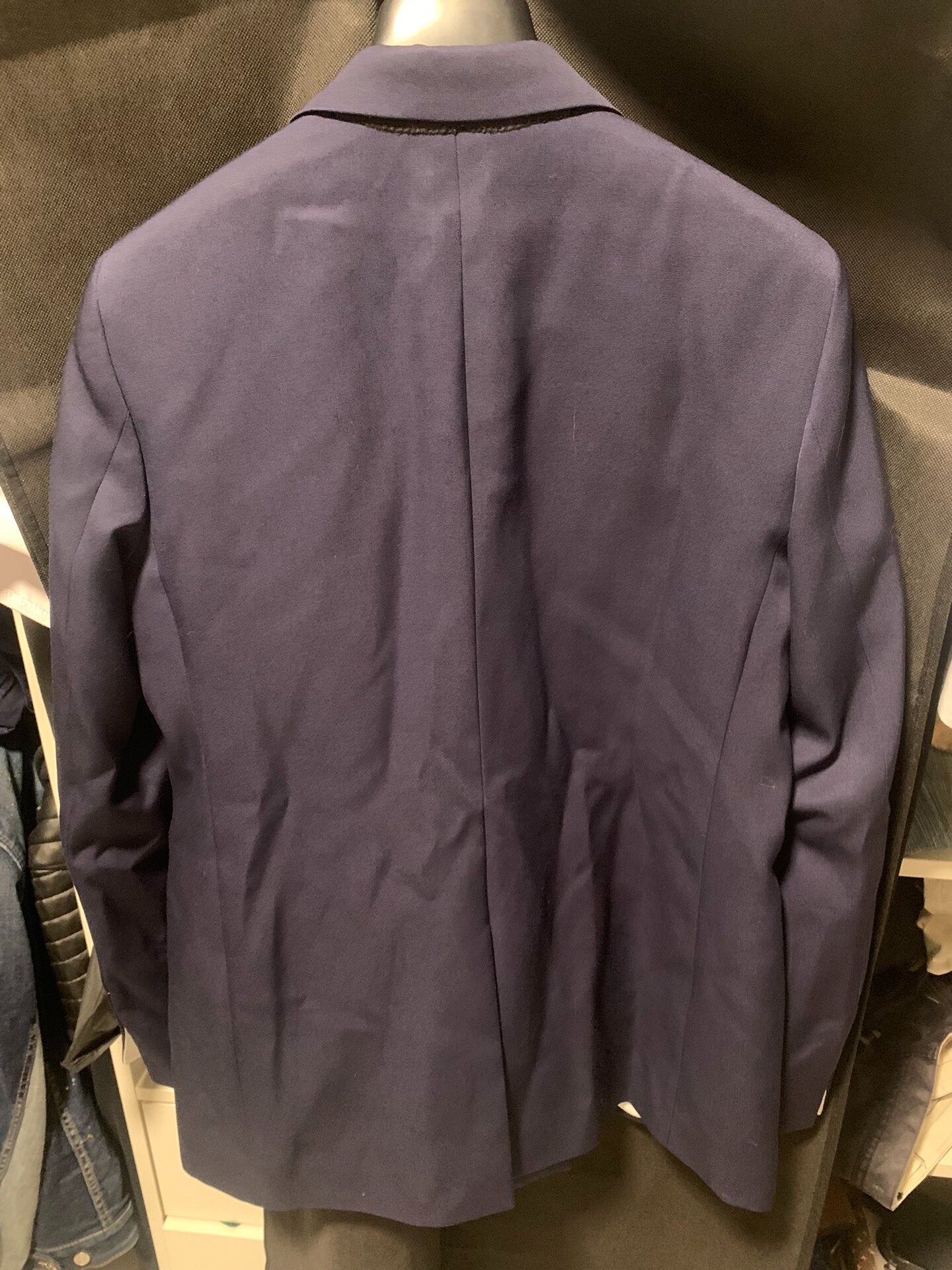 double-breasted navy blazer by calvin klein